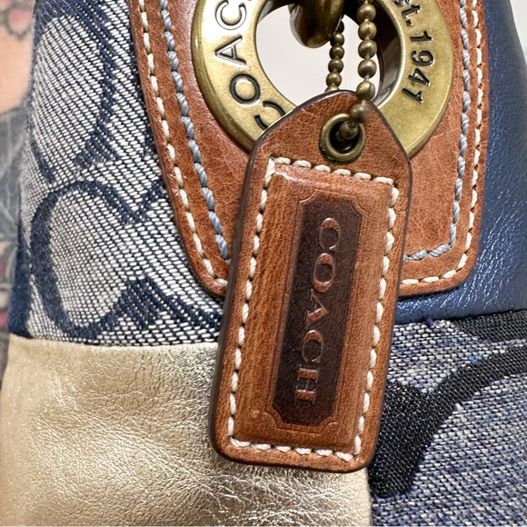 Coach Denim Patchwork Vintage Shoulder Bag NWOT with Matching Wristlet NWT - Picture 8 of 13
